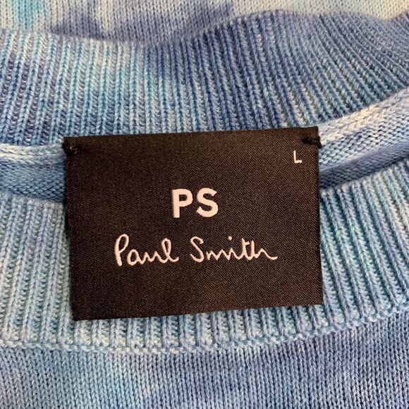 PS by PAUL SMITH Size L Blue Tie Dye Cotton Crew Neck Pullover - Picture 4 of 8